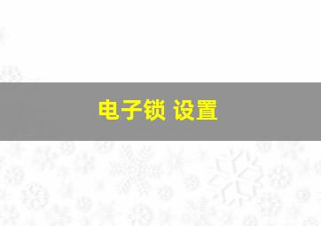 电子锁 设置